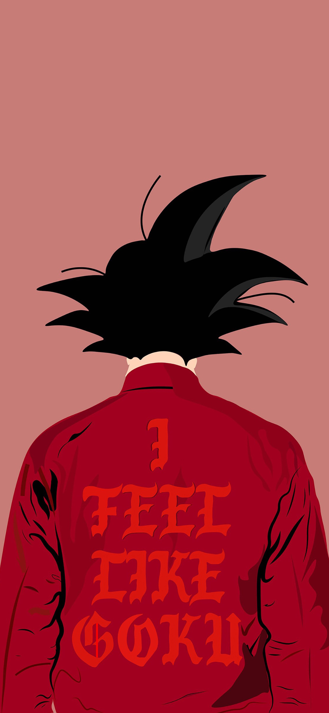 [2436×1125]七龙珠 动画 漫画 红色 背影 苹果手机动漫壁纸图片