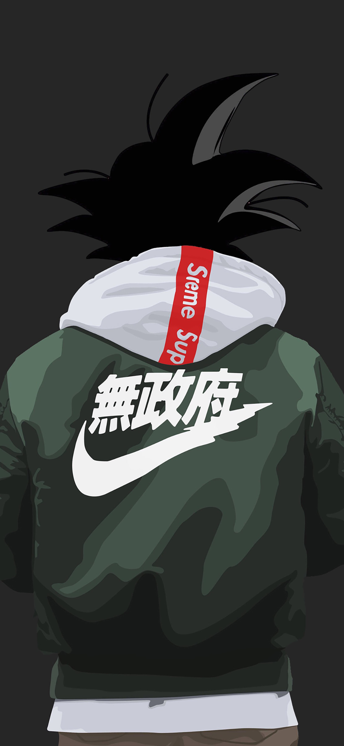 [2436×1125]七龙珠 动画 漫画 背影 耐克 平铺 苹果手机动漫壁纸图片