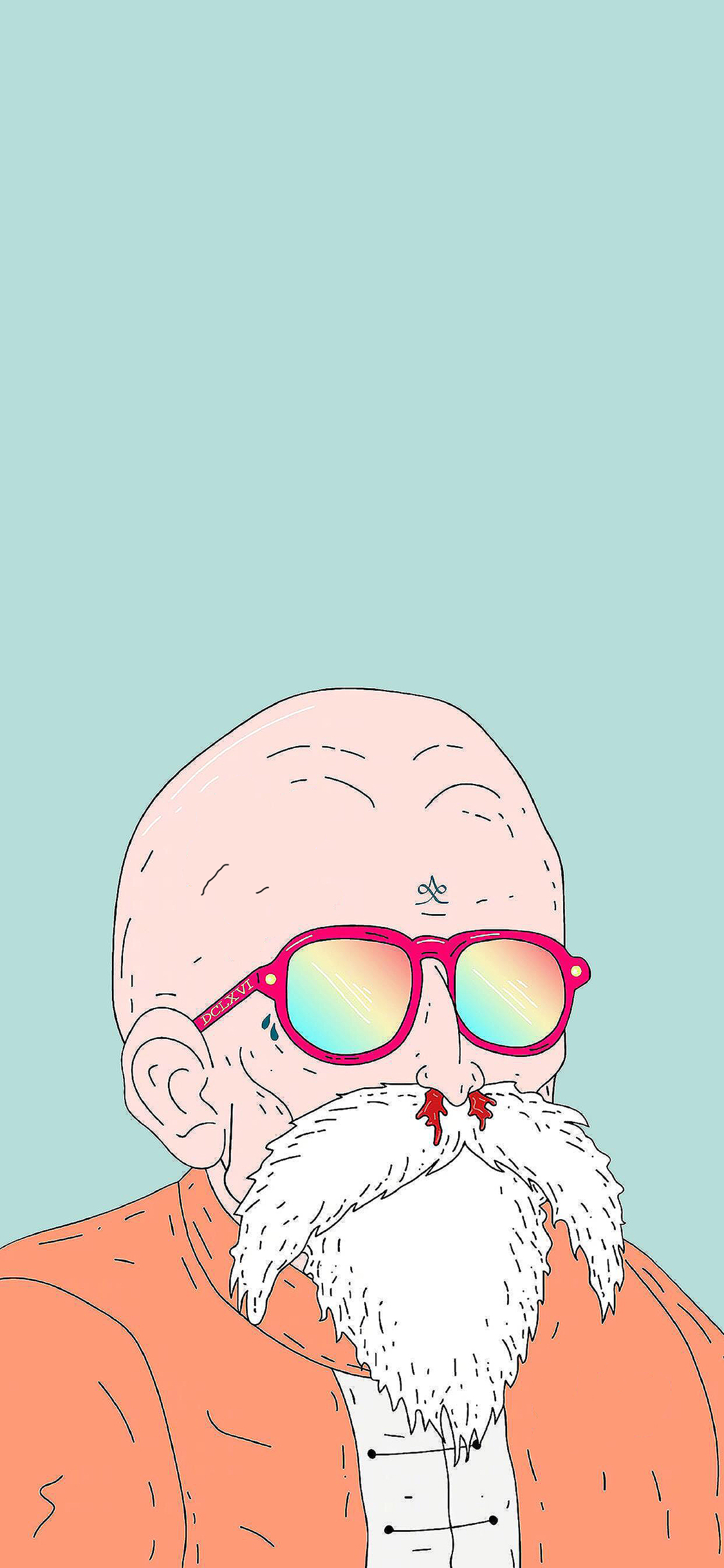 [2436×1125]七龙珠 龟仙人 好色仙人 孙悟空 苹果手机动漫壁纸图片