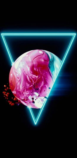 [2436x1125]三角 星球 粉色 科技 苹果手机动漫壁纸图片