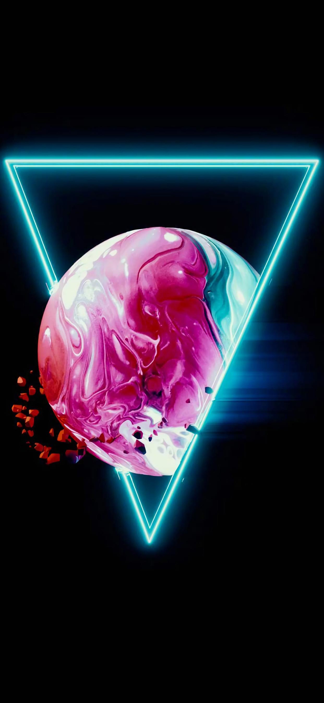 [2436×1125]三角 星球 粉色 科技 苹果手机动漫壁纸图片
