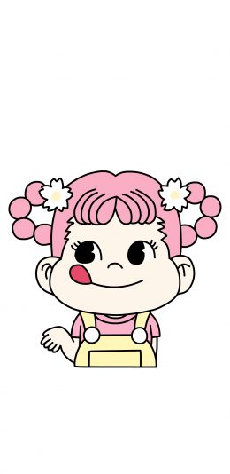 [2436x1125]不二家 糖 妞  可爱 卡通 吐舌 苹果手机动漫壁纸图片