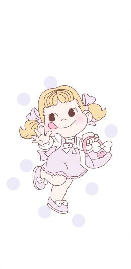 [2436x1125]不二家 糖 妞 粉色 可爱 卡通 吐舌 苹果手机动漫壁纸图片