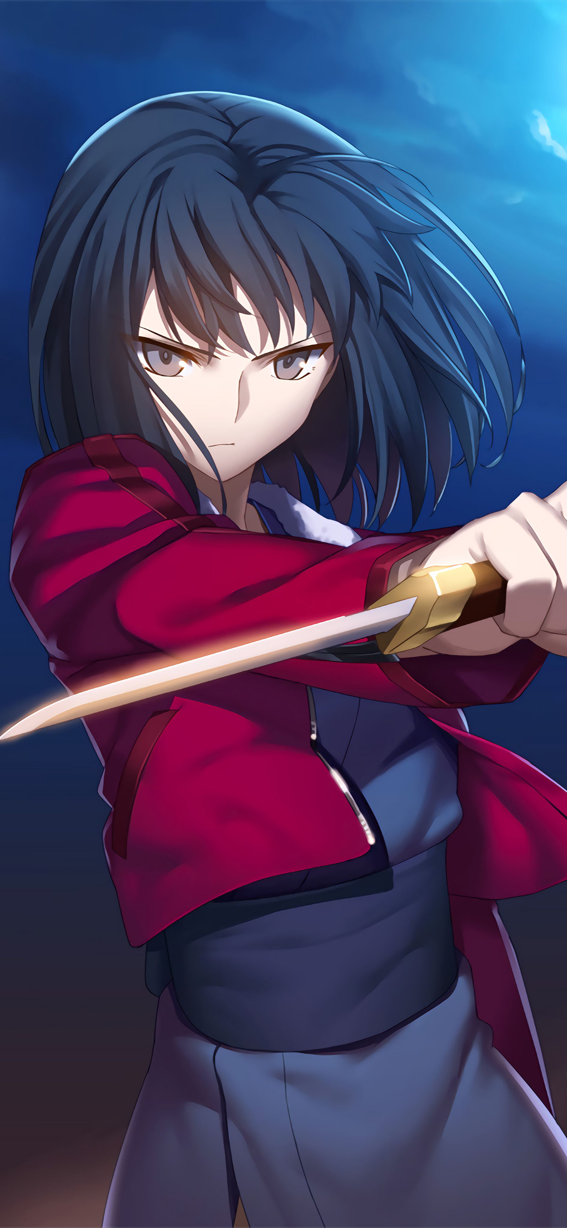 [2436×1125]两仪式 空之境界 漫画 刀 日系 苹果手机动漫壁纸图片