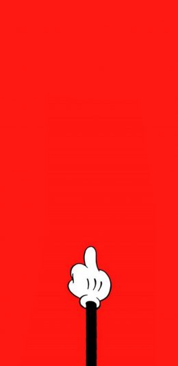 [2436x1125]中指 卡通 米奇 红色 动画 苹果手机动漫壁纸图片