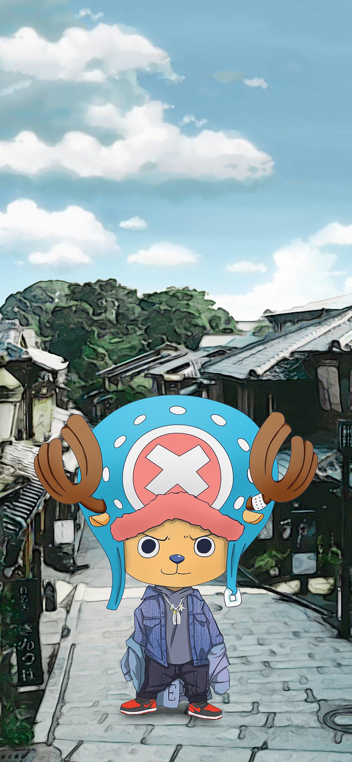 [2436×1125]乔巴 街道 漫画 海贼王 潮流 潮服 苹果手机动漫壁纸图片