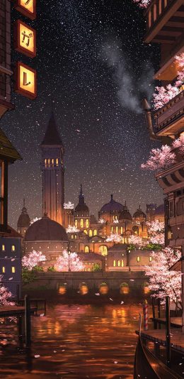 [2436x1125]二次元 动漫 场景 堡垒 浪漫 苹果手机动漫壁纸图片