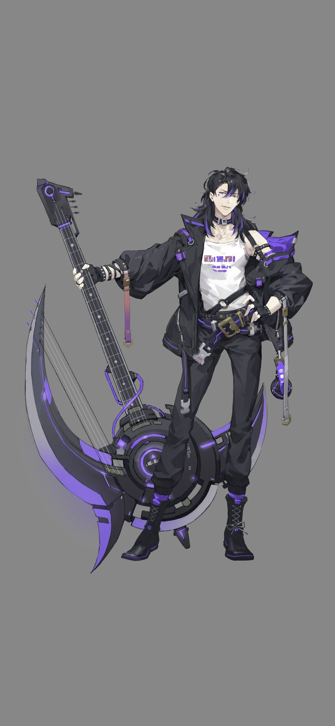 [2436×1125]二次元 动漫 少年 电吉他 苹果手机动漫壁纸图片