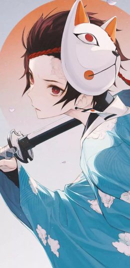 [2436x1125]二次元 动漫 少年 面具 苹果手机动漫壁纸图片