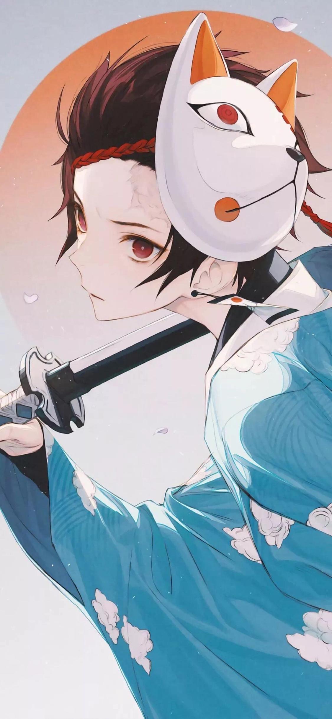 [2436×1125]二次元 动漫 少年 面具 苹果手机动漫壁纸图片