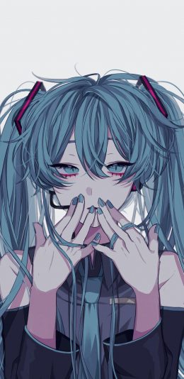 [2436x1125]二次元 动漫少女 蓝发 苹果手机动漫壁纸图片