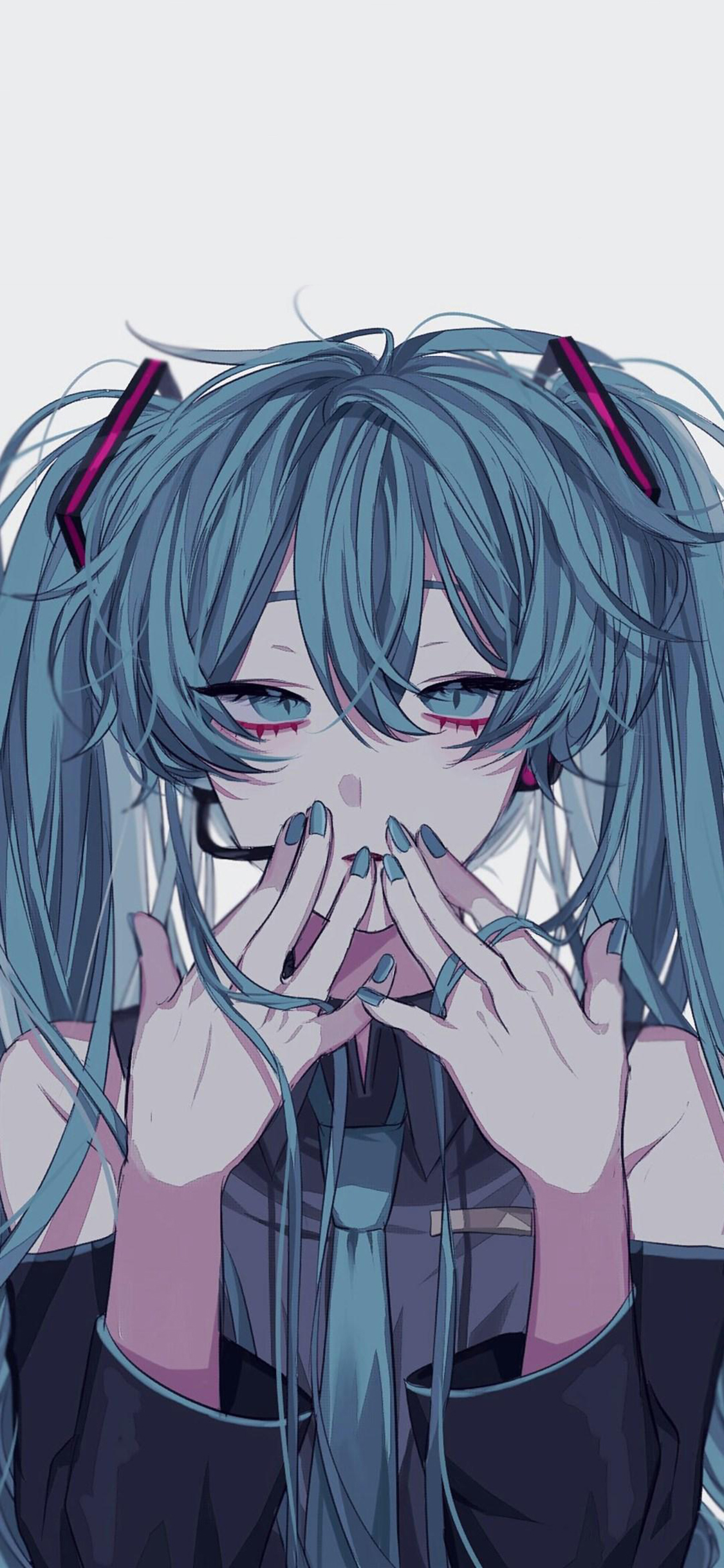 [2436×1125]二次元 动漫少女 蓝发 苹果手机动漫壁纸图片