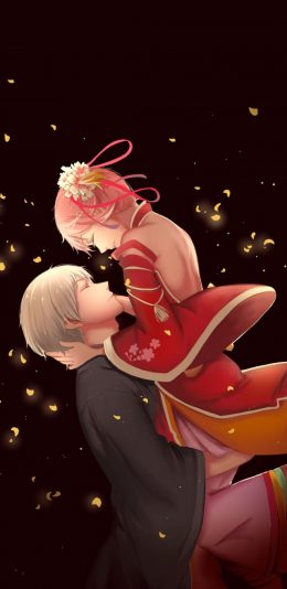 [2436x1125]二次元 动漫情侣 冲神CP 苹果手机动漫壁纸图片