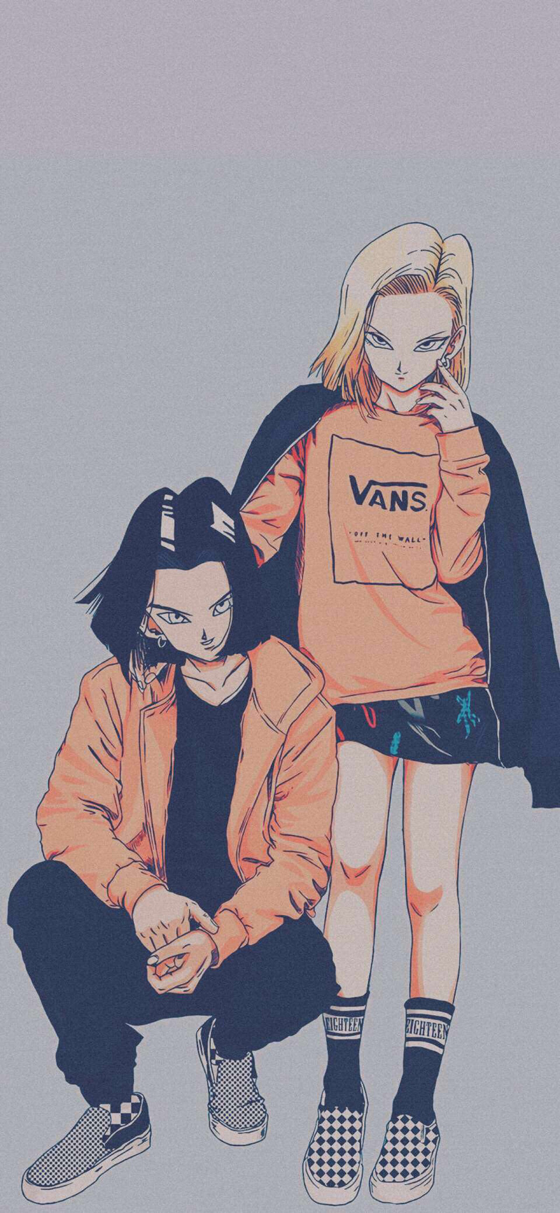 [2436×1125]二次元 少女 vans 品牌 苹果手机动漫壁纸图片