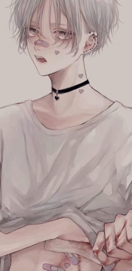 [2436x1125]二次元 少年 丧 画风 苹果手机动漫壁纸图片