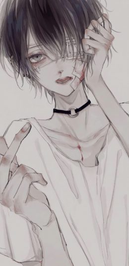 [2436x1125]二次元 少年 病态 丧 动漫 苹果手机动漫壁纸图片