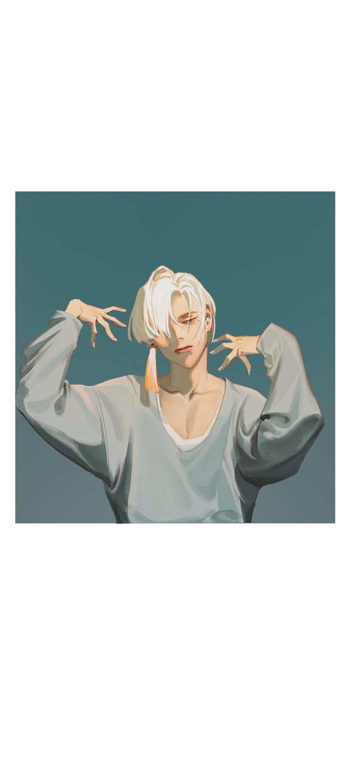 [2436×1125]二次元 少男 插图 白发 苹果手机动漫壁纸图片