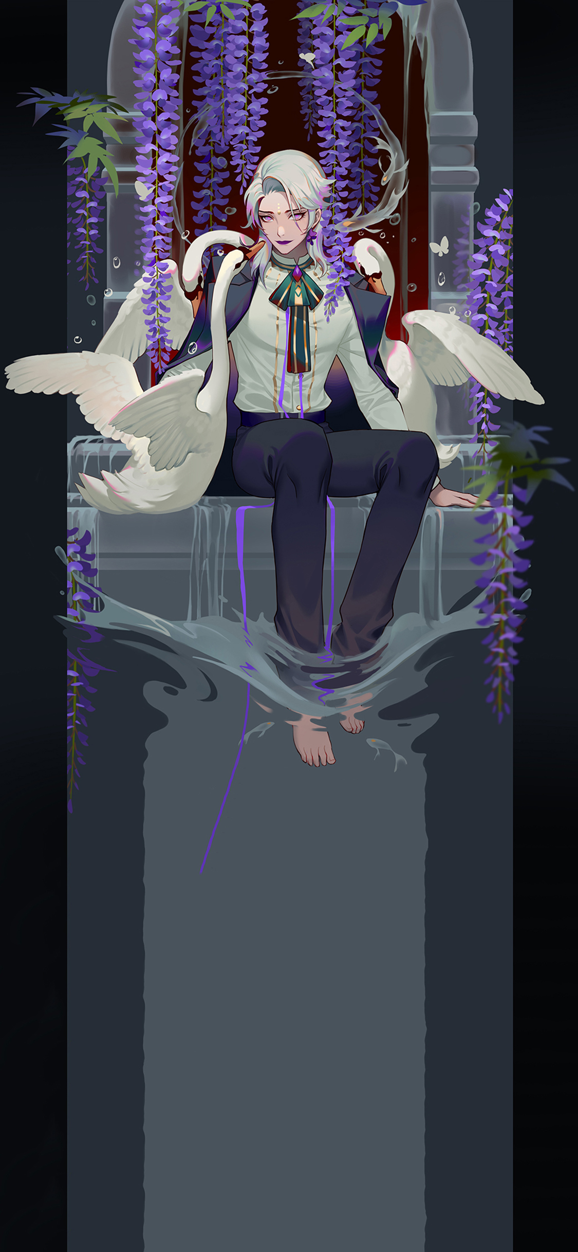 [2436×1125]二次元 日漫 插图 暗黑系 苹果手机动漫壁纸图片