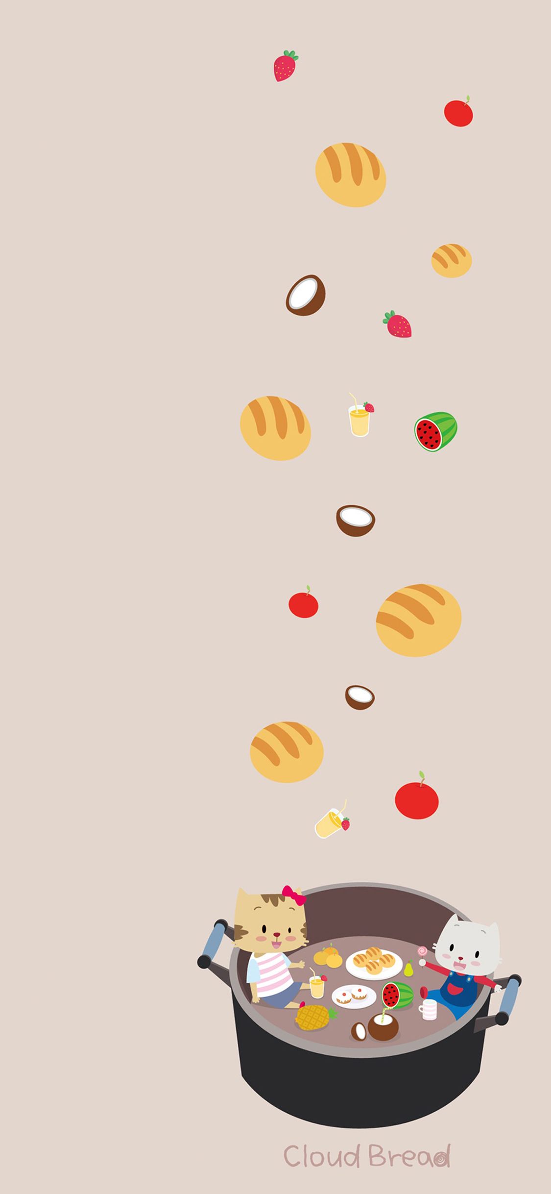 [2436×1125]云彩面包 动漫 创意 臆想 苹果手机动漫壁纸图片