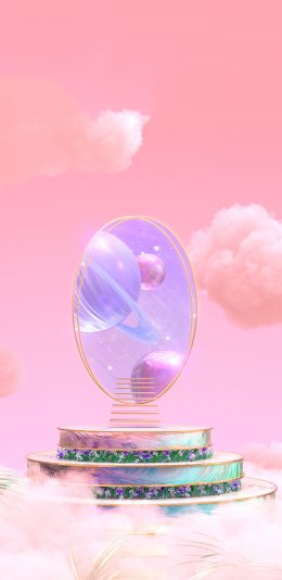 [2436x1125]云朵 行星 梦幻 粉色 苹果手机动漫壁纸图片