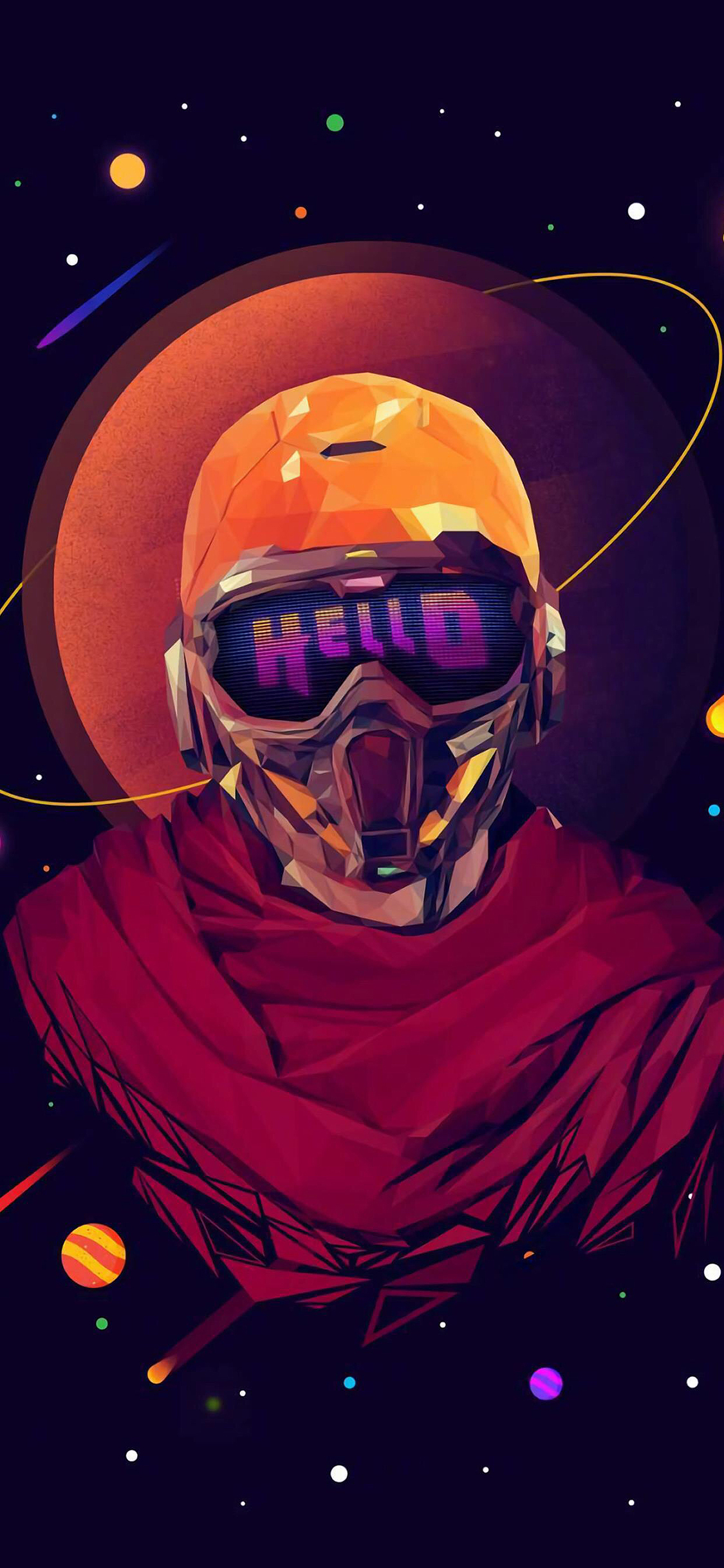 [2436×1125]人像 hello 面具 炫彩 苹果手机动漫壁纸图片