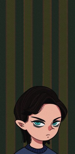 [2436x1125]人物 插图 卡通 黑眼圈 苹果手机动漫壁纸图片