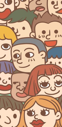 [2436x1125]人脸 密集 平铺 表情 笑容 色彩 苹果手机动漫壁纸图片