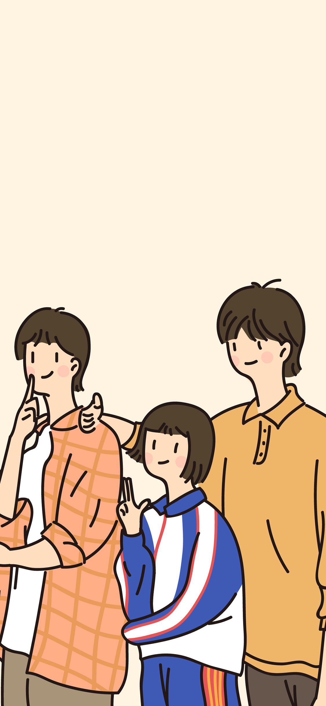 [2436×1125]以家人之名 电视剧 卡通 合照 李尖尖 凌霄 贺子秋 苹果手机动漫壁纸图片