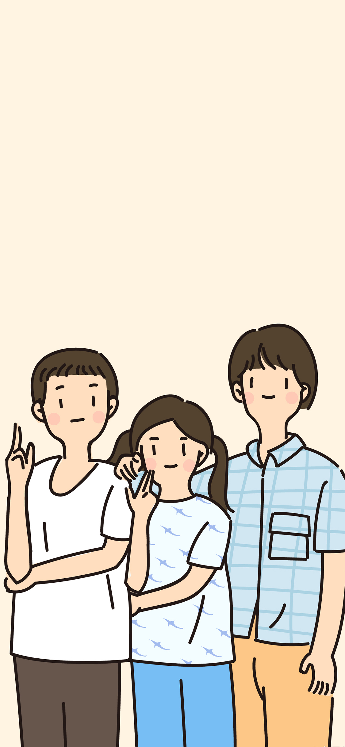 [2436×1125]以家人之名 电视剧 卡通 合照 李尖尖 贺子秋 凌霄 苹果手机动漫壁纸图片