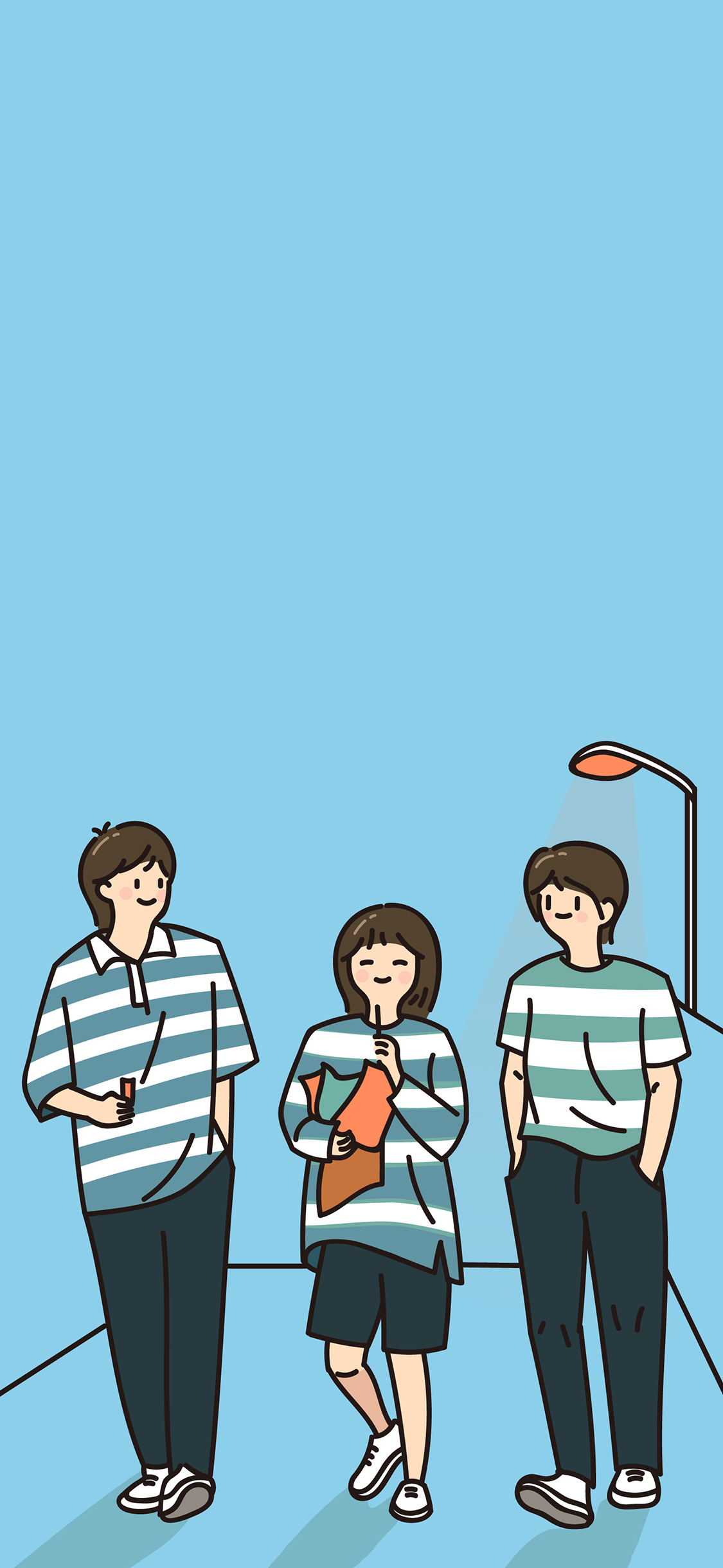 [2436×1125]以家人之名 电视剧 卡通 合照 李尖尖 贺子秋 凌霄 条纹 苹果手机动漫壁纸图片