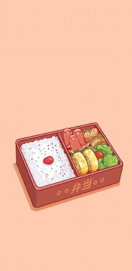 [2436x1125]便当 饭盒 绘画 简约 苹果手机动漫壁纸图片