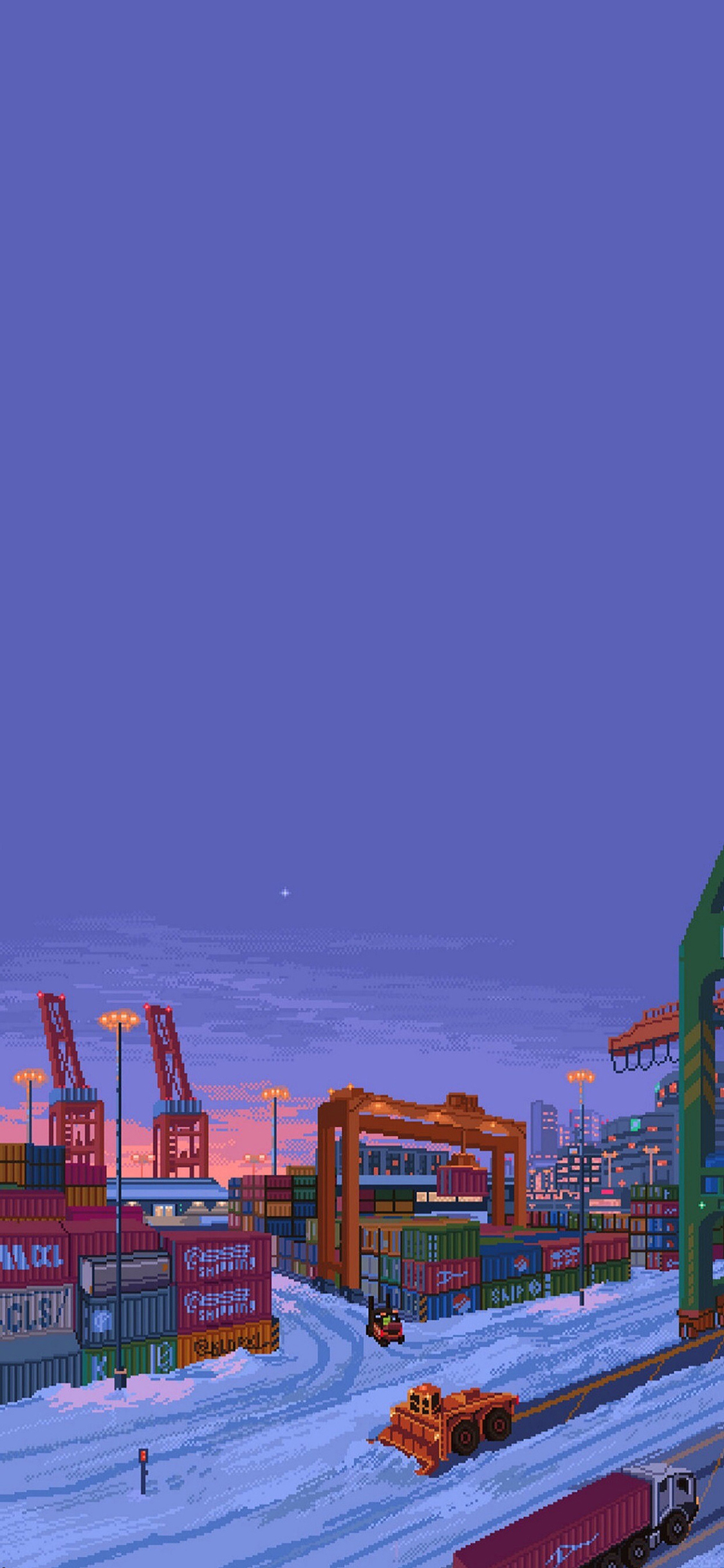 [2436×1125]像素 插图 雪地 集装箱 苹果手机动漫壁纸图片