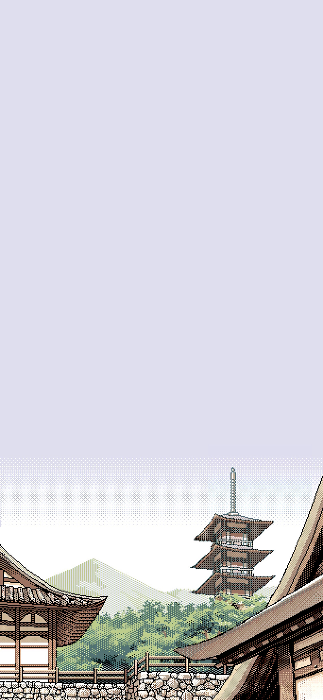 [2436×1125]像素 插图 风景 日式 建筑（取自微博：Wallpaper收藏家） 苹果手机动漫壁纸图片