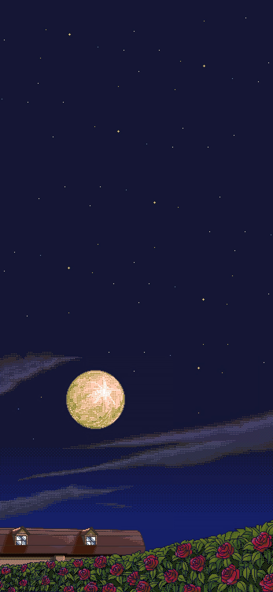 [2436×1125]像素 风景 插图 夜景（取自微博：Wallpaper收藏家） 苹果手机动漫壁纸图片