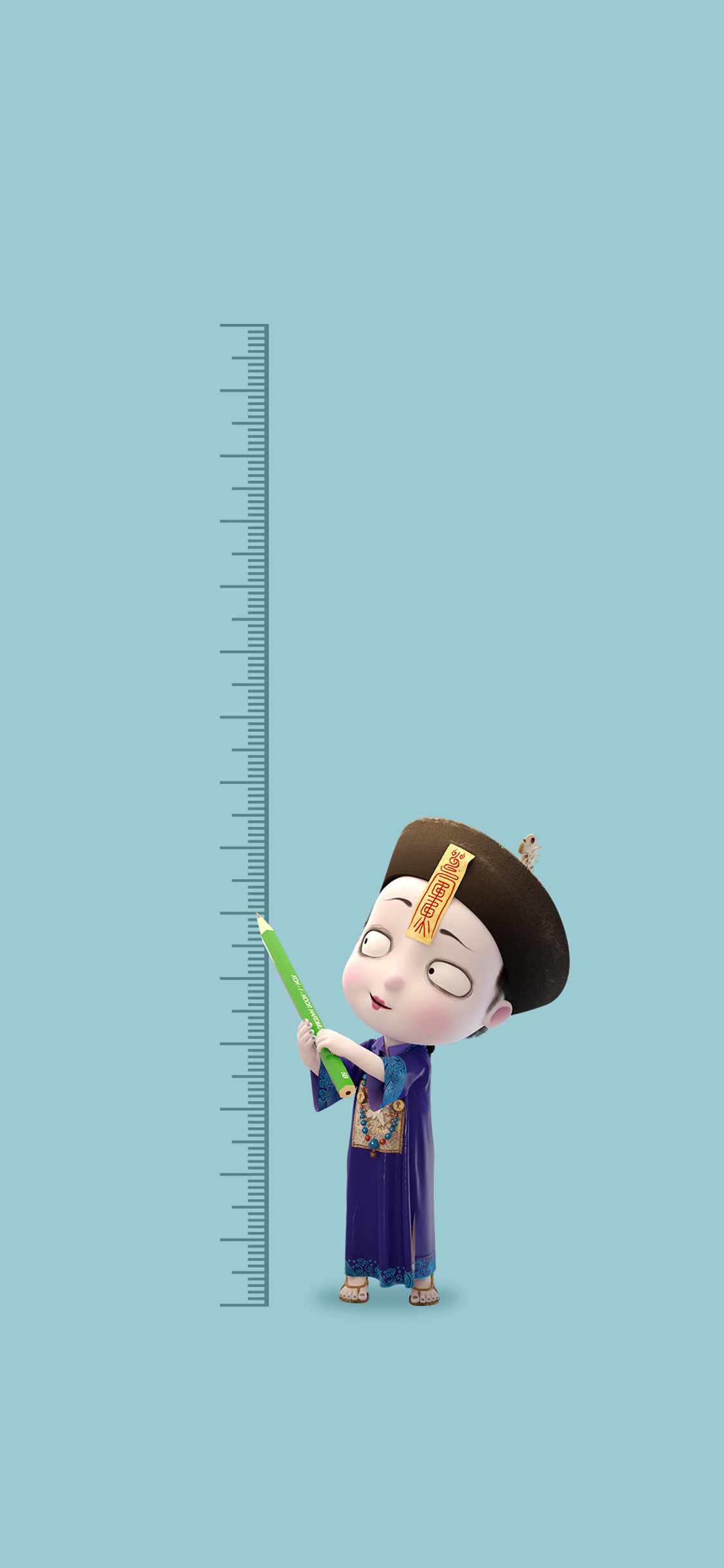 [2436×1125]僵小鱼 动画人物 3D 尺子 苹果手机动漫壁纸图片