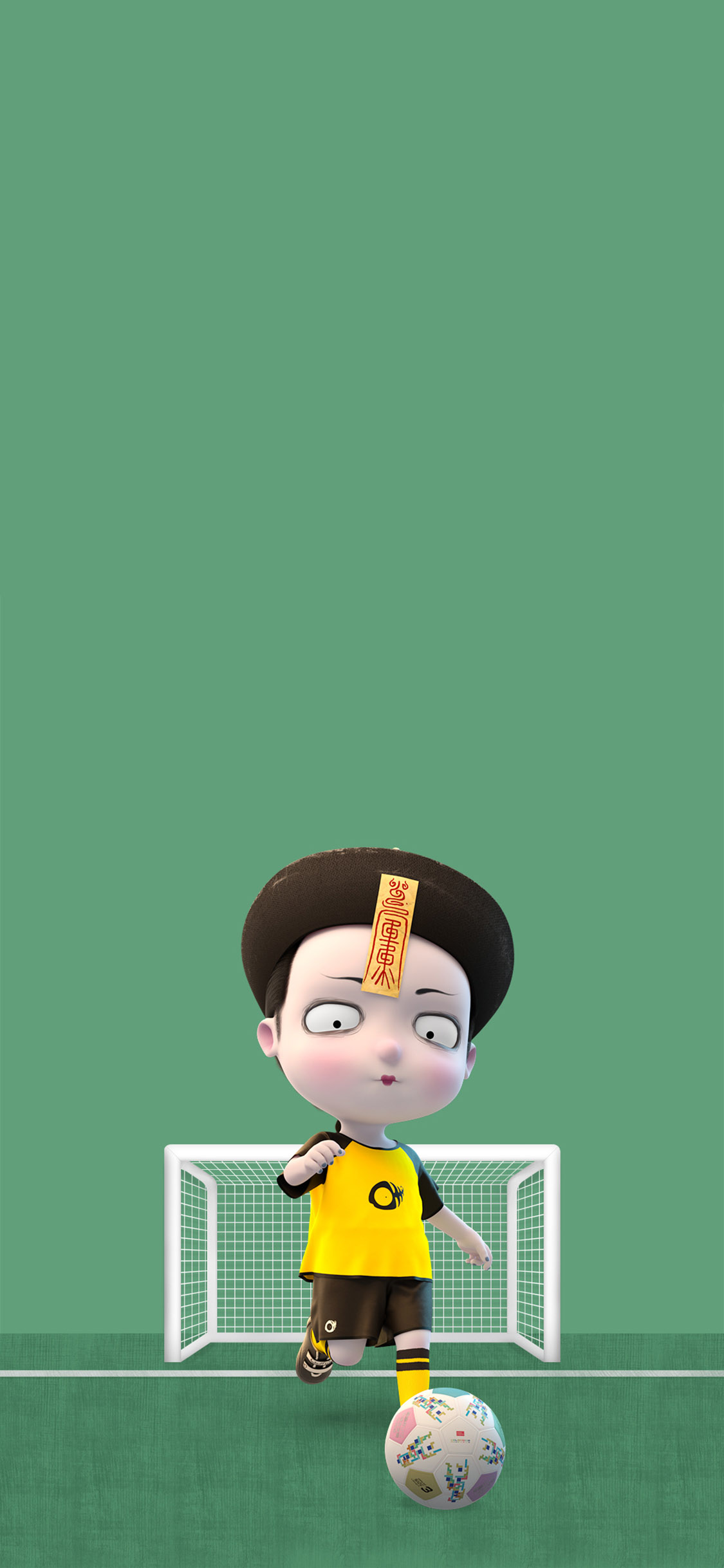 [2436×1125]僵小鱼 动画人物 3D 足球 苹果手机动漫壁纸图片