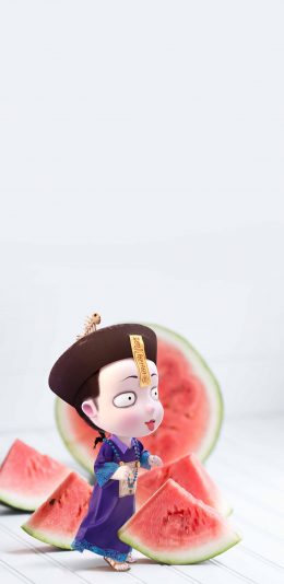 [2436x1125]僵小鱼 西瓜 创意  动漫 苹果手机动漫壁纸图片