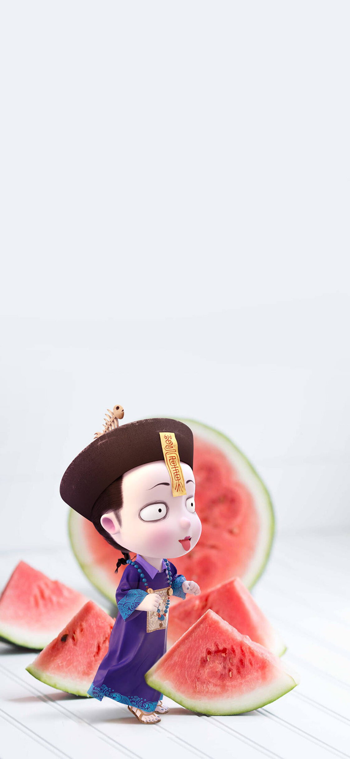 [2436×1125]僵小鱼 西瓜 创意  动漫 苹果手机动漫壁纸图片