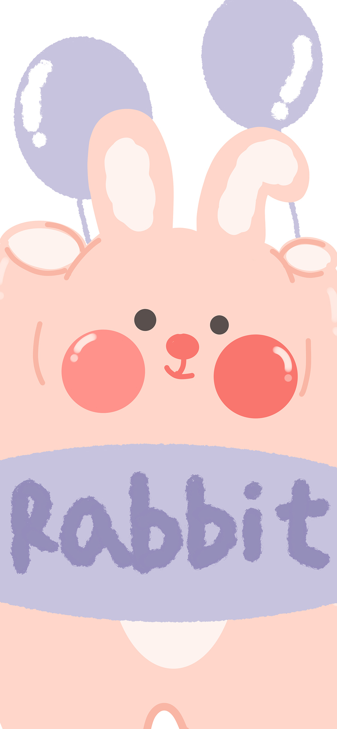[2436×1125]兔子 rabbit 可爱 粉 苹果手机动漫壁纸图片
