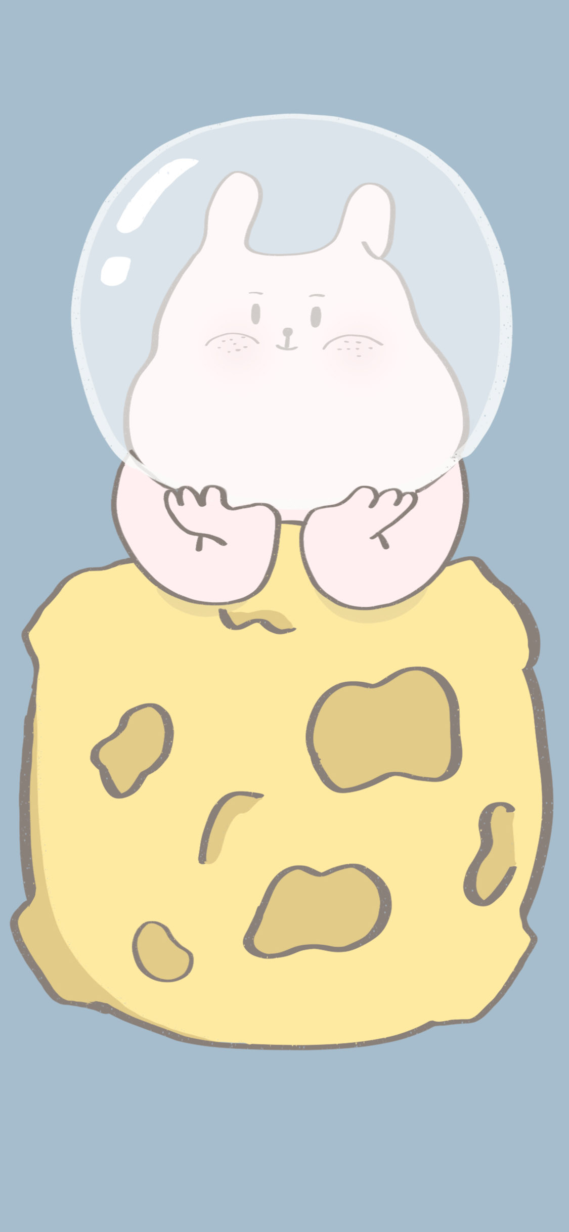 [2436×1125]兔子 卡通 宇航员 星球（取自微博：寄喜饼给你喔） 苹果手机动漫壁纸图片