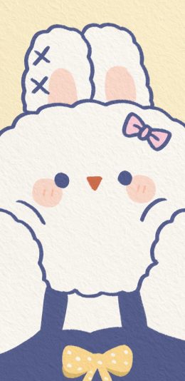 [2436x1125]兔子 可爱 挤脸 大脸 苹果手机动漫壁纸图片