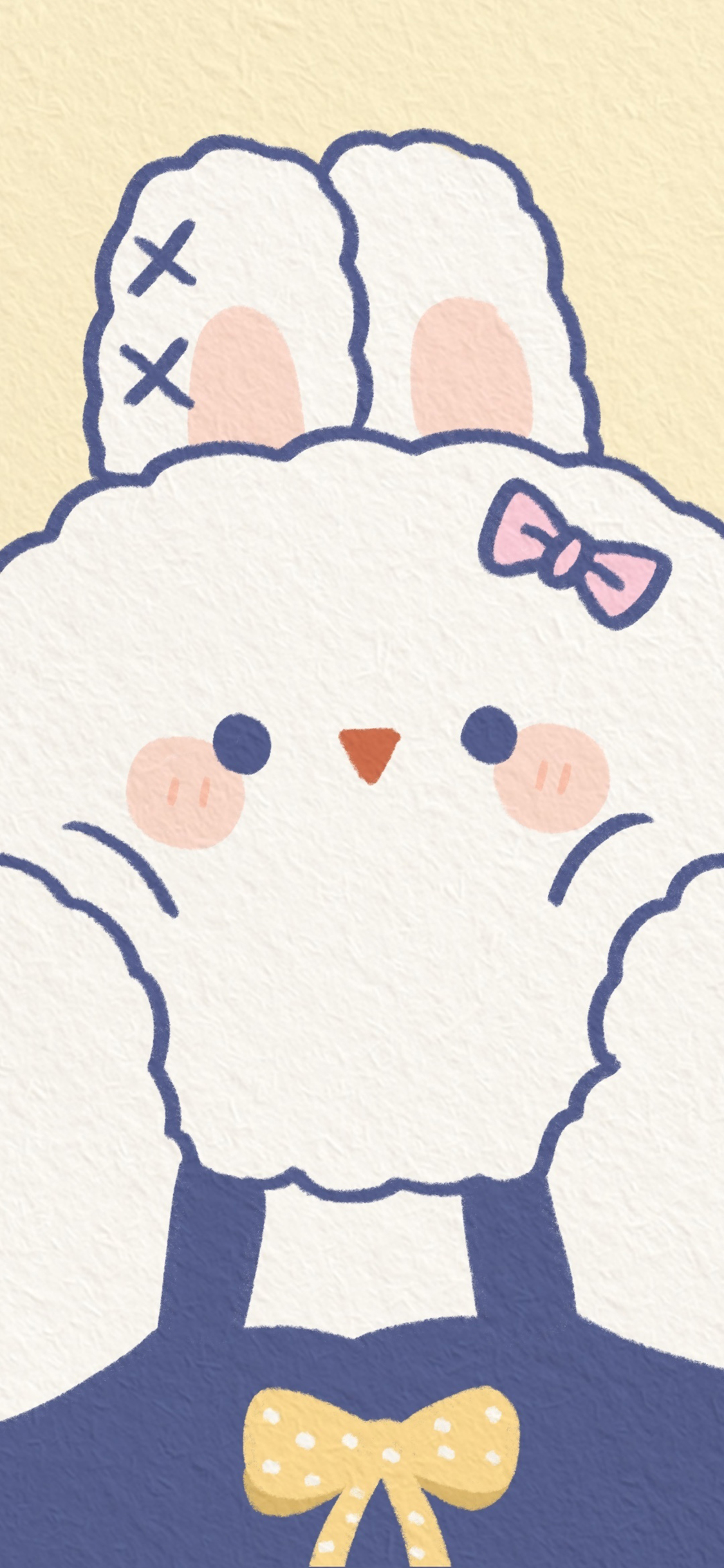 [2436×1125]兔子 可爱 挤脸 大脸 苹果手机动漫壁纸图片