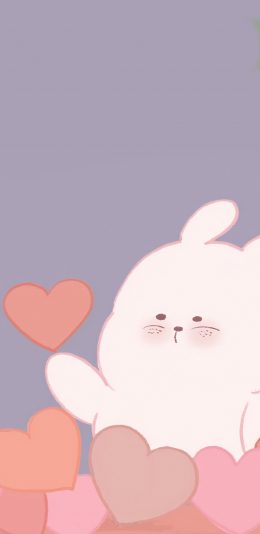 [2436x1125]兔子 可爱 爱心 卡通 苹果手机动漫壁纸图片