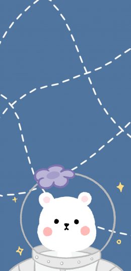 [2436x1125]兔子 宇航服 线条 可爱 苹果手机动漫壁纸图片