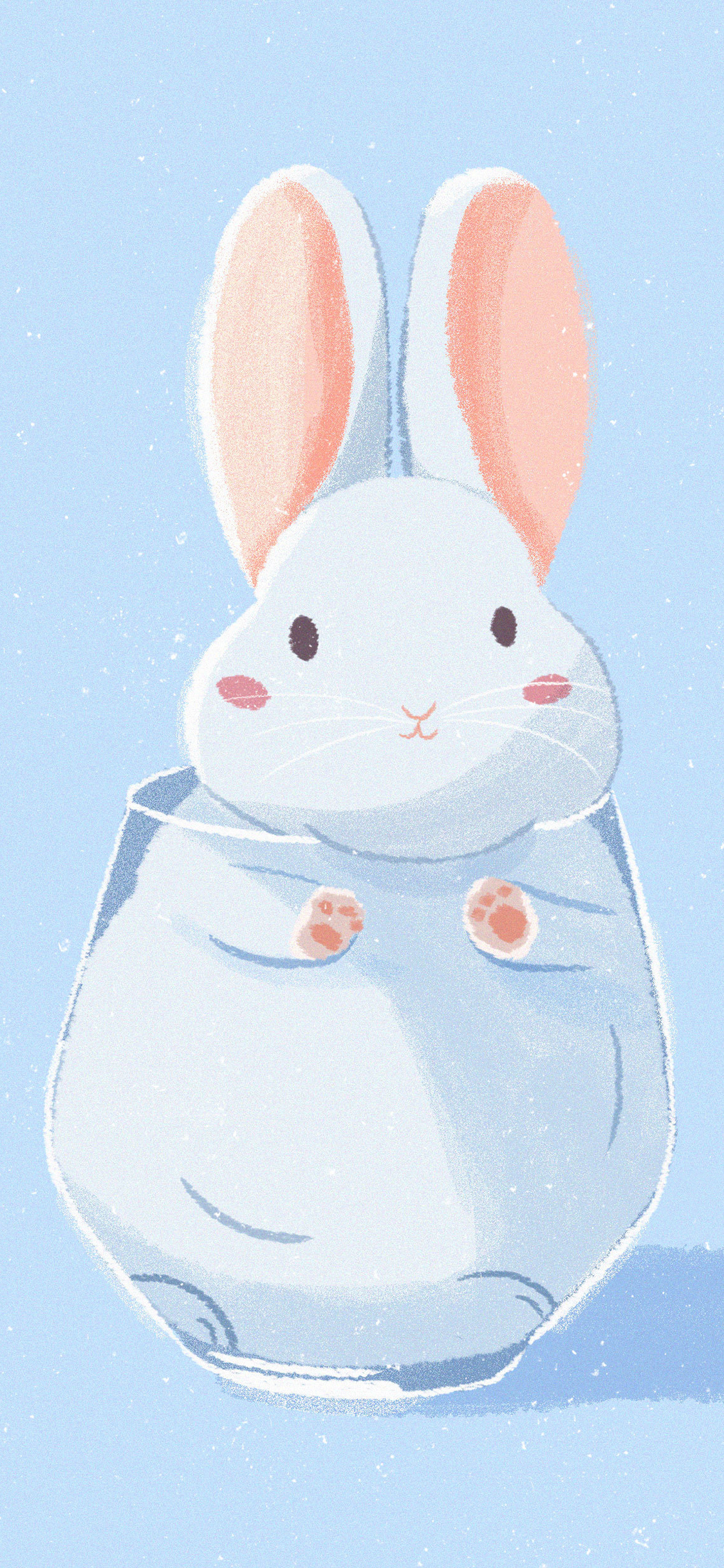 [2436×1125]兔子 杯子 卡通 可爱 苹果手机动漫壁纸图片