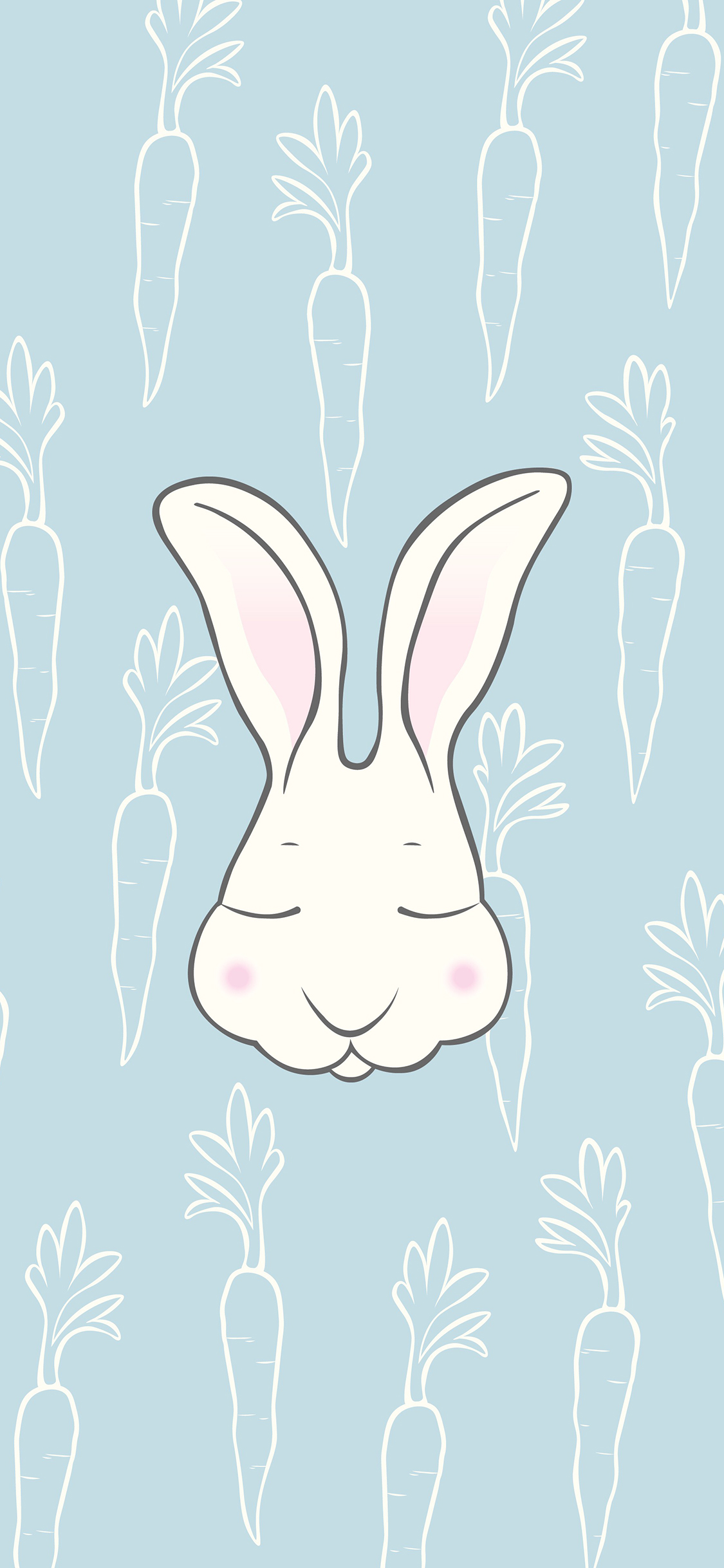 [2436×1125]兔子 绘画 简笔画 胡萝卜 苹果手机动漫壁纸图片