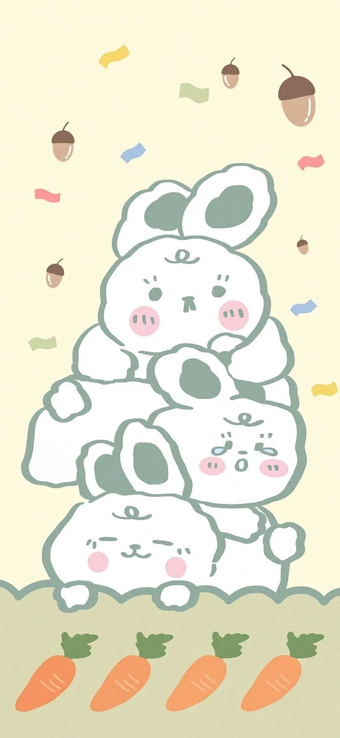 [2436×1125]兔子 胡萝卜 可爱 卡通 苹果手机动漫壁纸图片