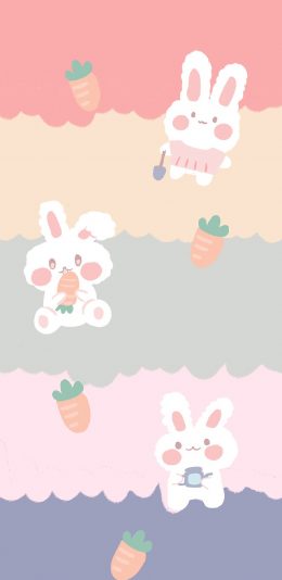 [2436x1125]兔子 色彩 胡萝卜 可爱 苹果手机动漫壁纸图片