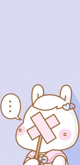 [2436x1125]兔子 萌咔便利店 可爱 无语 苹果手机动漫壁纸图片