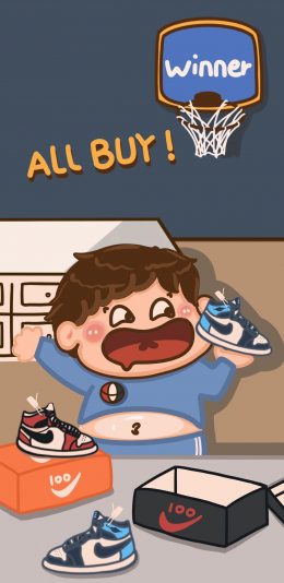 [2436x1125]全买 all buy 男孩 耐克 球鞋 AJ 苹果手机动漫壁纸图片